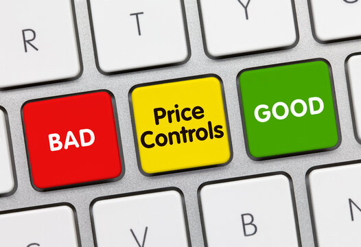 Price Controls Good or Bad- Inscription on Blue Keyboard Key..