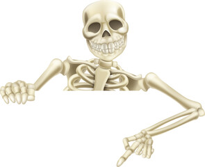 Halloween Skeleton Pointing Down