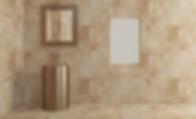 Scandinavian bathroom, classic  vintage interior design. 3D rend. Abstract blur phototography.