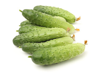 Green cucumber on the white background