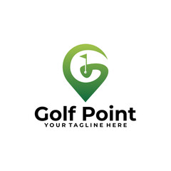 sport golf logo concept, point golf design template