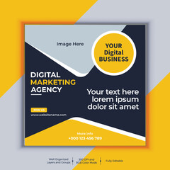 Professional business social media post square banner design. Modern layout vector template. Digital marketing agency banner design.
