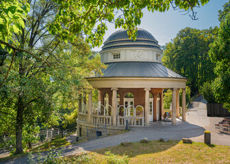 Rococo style tea house pavilion in Weissenburgpark Stuttgart. Baden-Württemberg, Germany, Europe