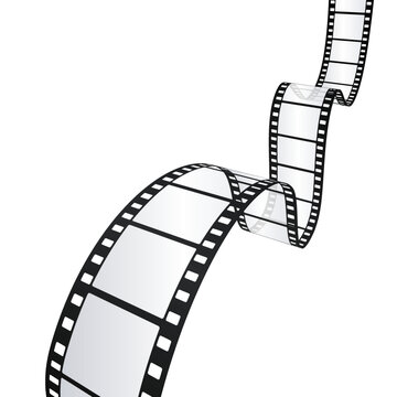 Cinema, movie and photography 35mm film strip background template. Vector 3D film strip elements.
