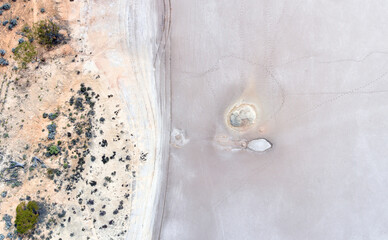 Footprints in the salt lake, Lake Johnson, Western Australia