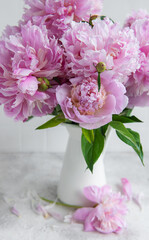 Beautiful bouquet of flowers: pink  peonies