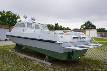 Border security boat of the GDR, which patrolled the border between East and West Germany.