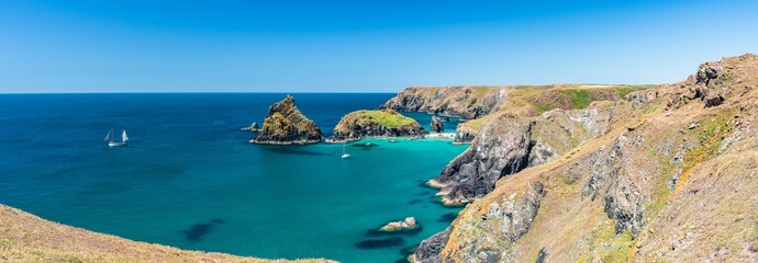 Kynance Cove and Asparagus Island, Cornwall, England, Europe