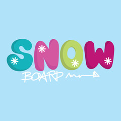 Handmade text, Snow Board illustration

