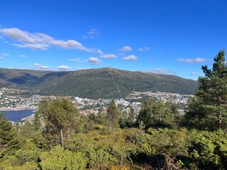 View over Bergen from Mount L&oslash;vstakken Hiking Trial Bergen Norway