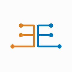 EE Letter tech logo vector image