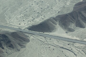 view of the mountains and lines of Nazca, Peru 