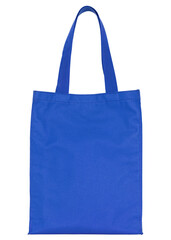 blue shopping fabric bag isolated with clipping path for mockup