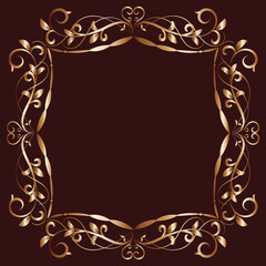 Decorative frame Elegant vector element for design in Eastern style, place for text. Beautiful floral golden border. Lace illustration for invitations, greeting cards and T Shirt design.