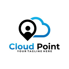Obraz premium cloud pin logo design vector template