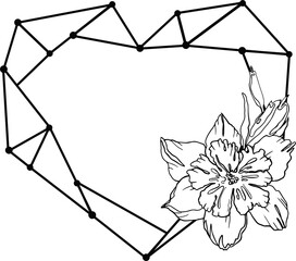  Frame flower  hand drawn.  Narcissus. Illustration plants for wedding design, logo and greeting card. PNG