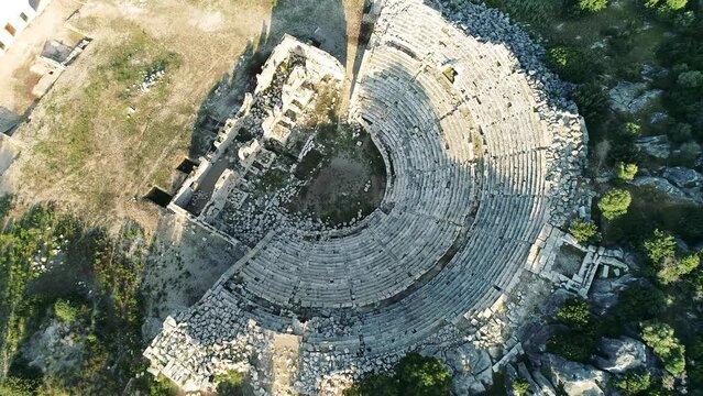 Drone view of Patara Ancient City. Patara, Antalya