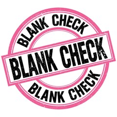 BLANK CHECK text on pink-black round stamp sign