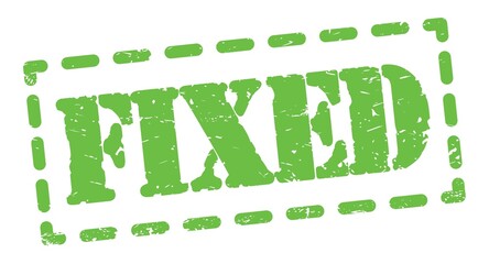 FIXED text written on green stamp sign.