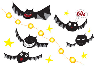 Bats. Vector graphics. Clip art of bats. For Halloween design.