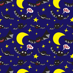 Obraz na płótnie Canvas Bats on a dark blue background. Seamless pattern. Vector graphics. For the design of packaging, paper, etc. for Halloween.