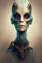 Obraz premium Portrait of an alien male extraterrestrial, 3d render