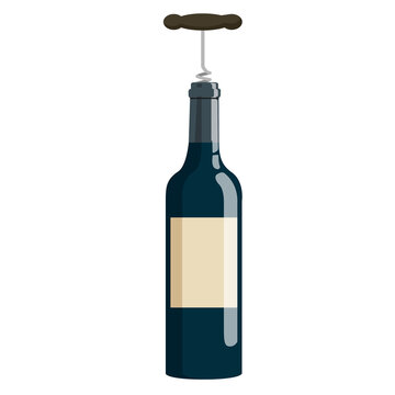 Wine bottle with wine corkscrew