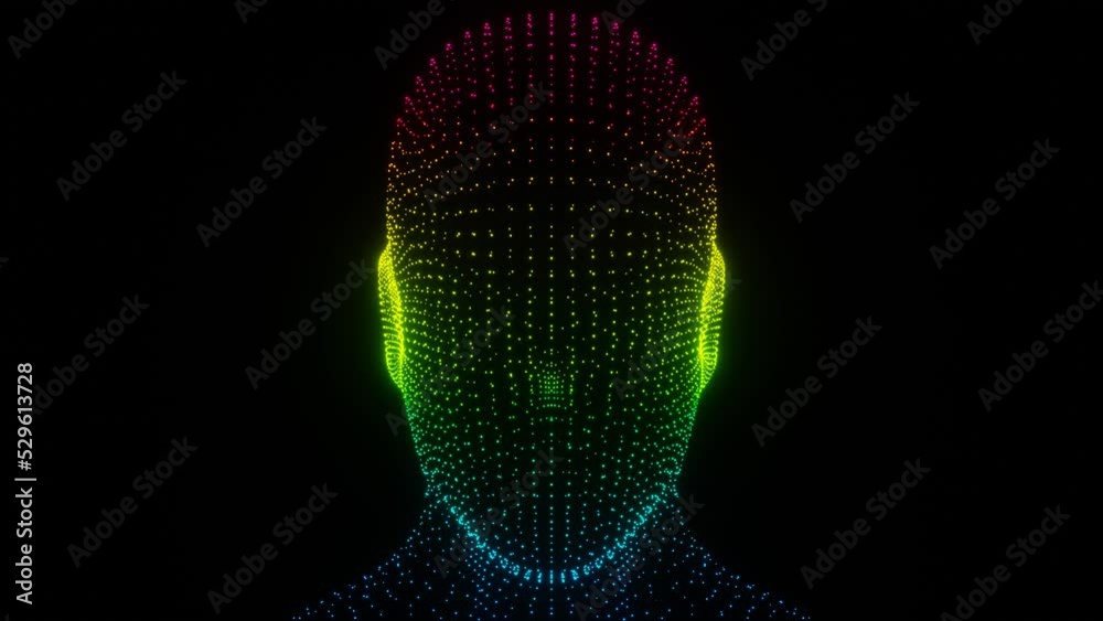 Aufkleber Beautiful Abstract colourful Intelligence face scanner. Facial recognition Background pattern for design. 3d rendering illustration Background pattern for design. Loops video.	