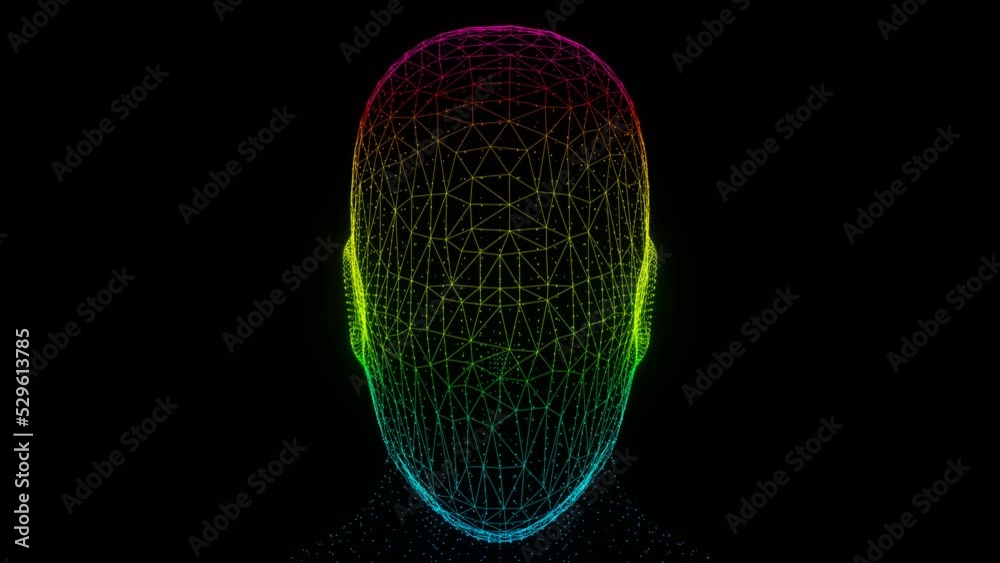 Fototapete beautiful abstract colourful intelligence face scanner. facial recognition background pattern for de