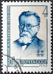 USSR - CIRCA 1963: A Stamp printed in the USSR shows Mihail Pavlov - the Russian academician, metalworker, writer, circa 1963