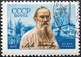 RUSSIA - CIRCA 1960: stamp printed in Russia, shows Leo Tolstoy, circa 1960.