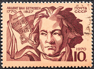 USSR - CIRCA 1970: A stamp printed in the USSR shows Ludwig van Beethoven, circa 1970