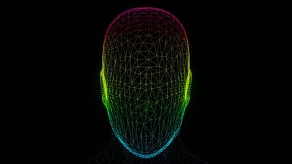 Beautiful Abstract colourful Intelligence face scanner. Facial recognition Background pattern for design. 3d rendering illustration Background pattern for design. Loops video.	