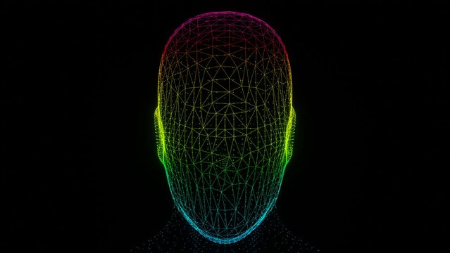 Beautiful Abstract colourful Intelligence face scanner. Facial recognition Background pattern for design. 3d rendering illustration Background pattern for design. Loops video.	