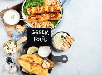 Traditional greek food mix.