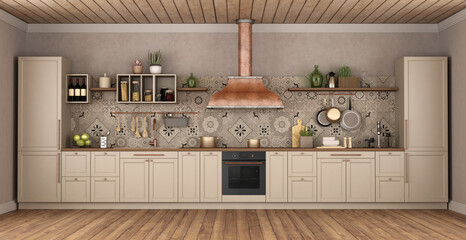 Classic style kitchen with copper hood - 529614721