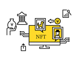 NFTアートの売買をイメージしたイラスト素材