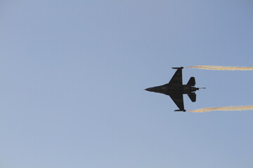 f 16 fighter jet in Turkish Air Force aerobatic demonstration team which called Turkish Stars are...