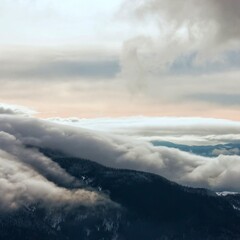 spectacular winter scenery, awesome sunset landscape, beautiful nature background in the mountains, Carpathian mountains, Ukraine, Europe	