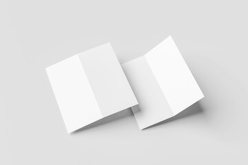 Bi fold brochure mock up white background blank mockup