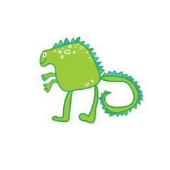 Dinosaur, dragon hand-drawn. Cartoon animals.