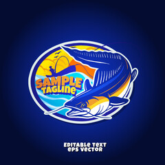 fish jumping mascot vector illustration