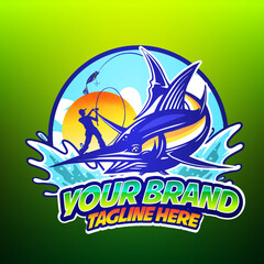 fish jumping mascot vector illustration