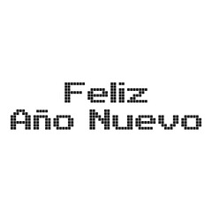 Fototapeta na wymiar Mensaje con texto Feliz Año Nuevo en español con fuente de juegos de arcade de estilo retro aislada