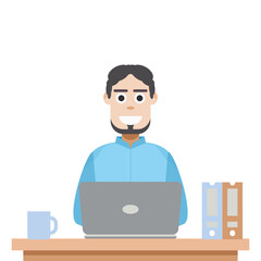 Man Playing Laptop Work From Home