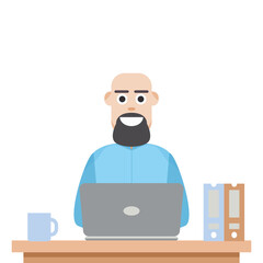 Man Playing Laptop Work From Home