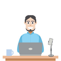 Man Playing Laptop Work From Home