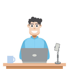 Man Playing Laptop Work From Home