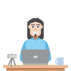 Man Playing Laptop Work From Home