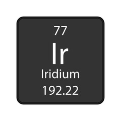Iridium symbol. Chemical element of the periodic table. Vector illustration.